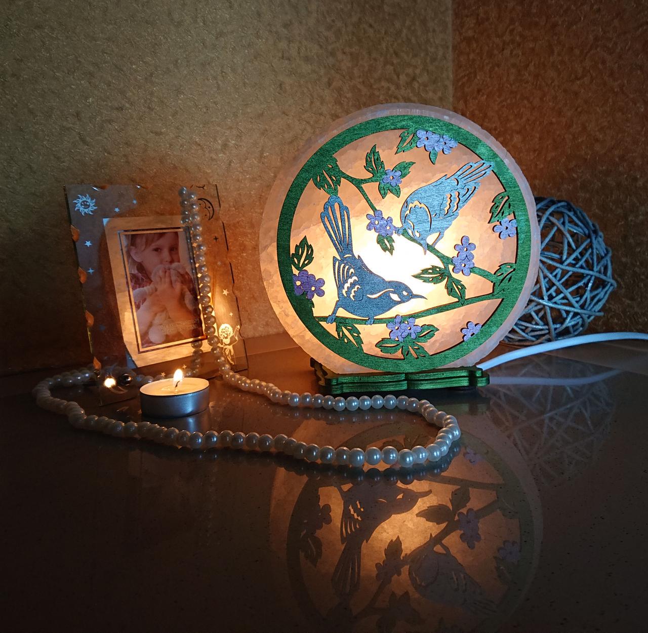 Соляной светильник Птички на ветке (C-KБ-00011-y)