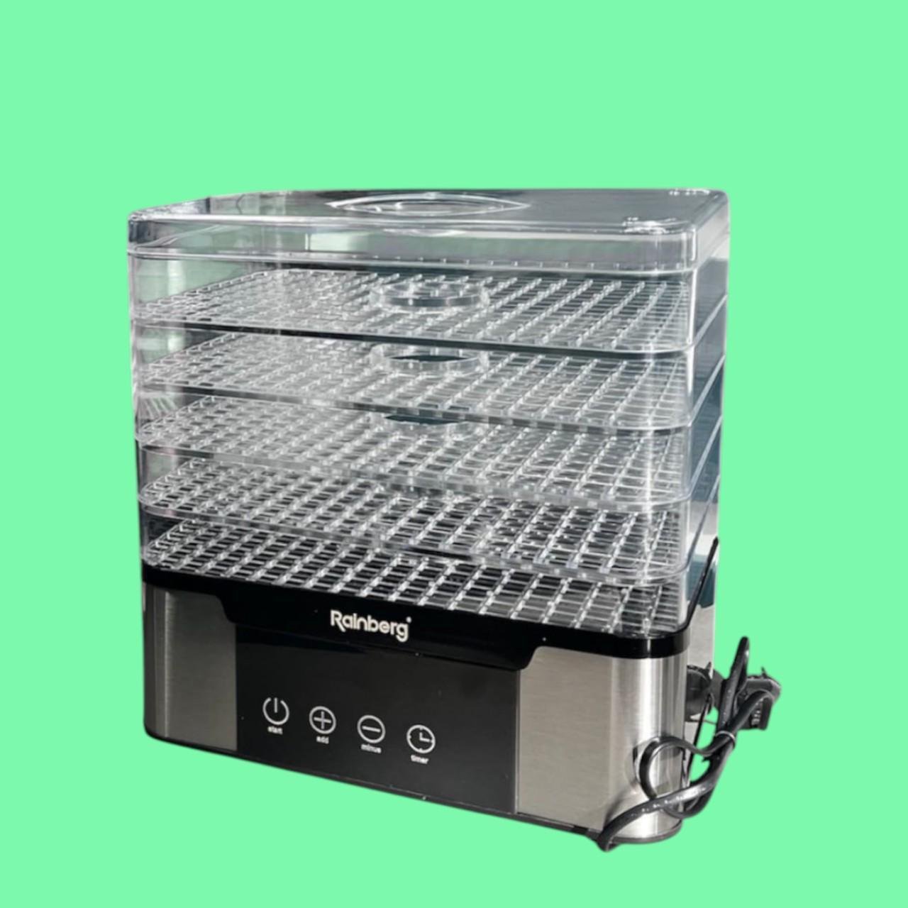 Сушарка для фруктів Rainberg RB‑2291 з вентилятором і електронним управлінням з таймером 1000 Вт (є128)