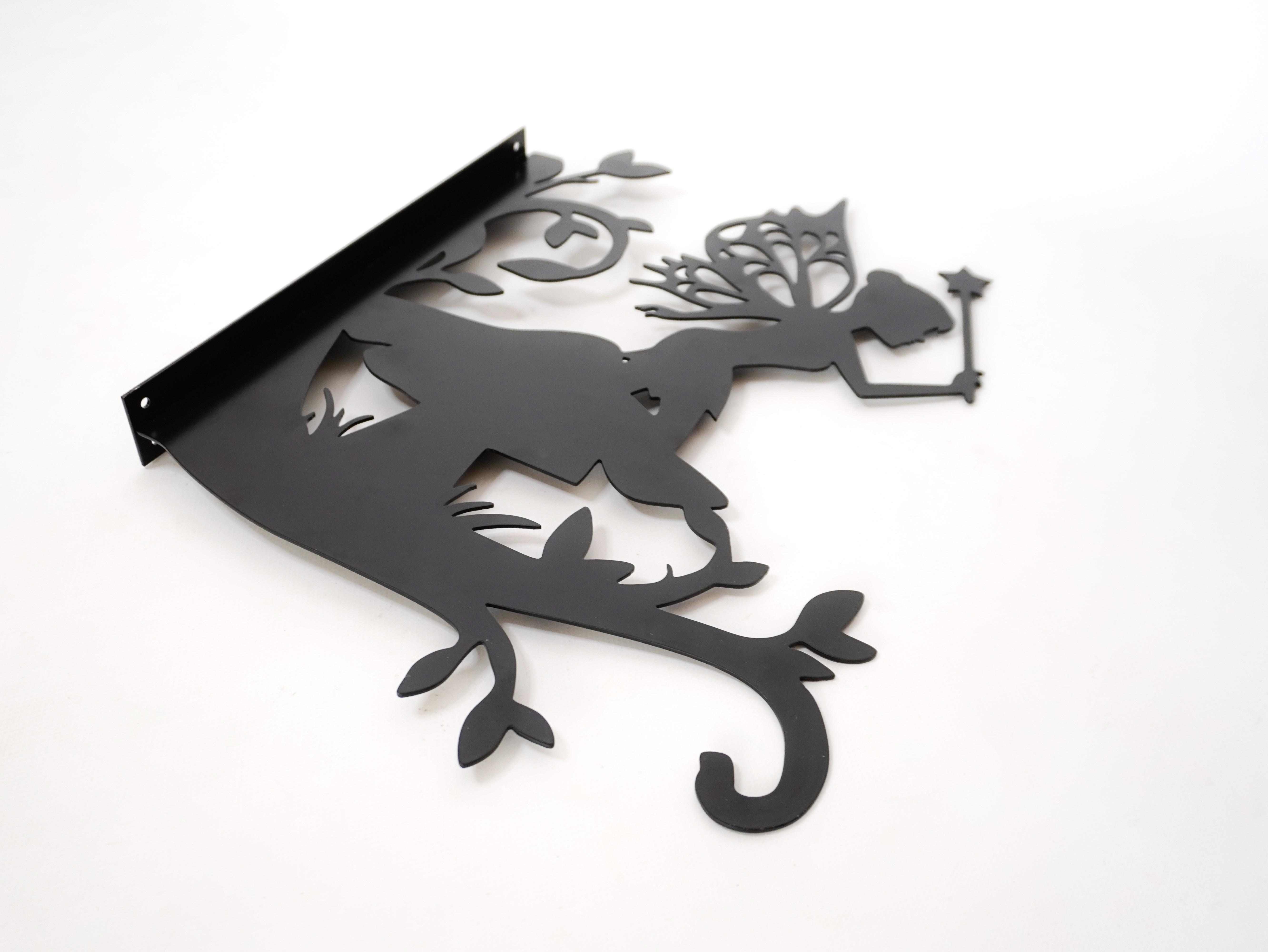 Кронштейн Фея с палочкой для кашпо с цветами метал Черный (М005) - фото 4