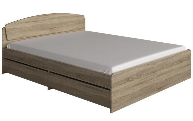 Кровать Эверест Астория 2 ящика сплошной щит 160x200 см Дуб сонома/Трюфель (ЕВ20003) - фото 3