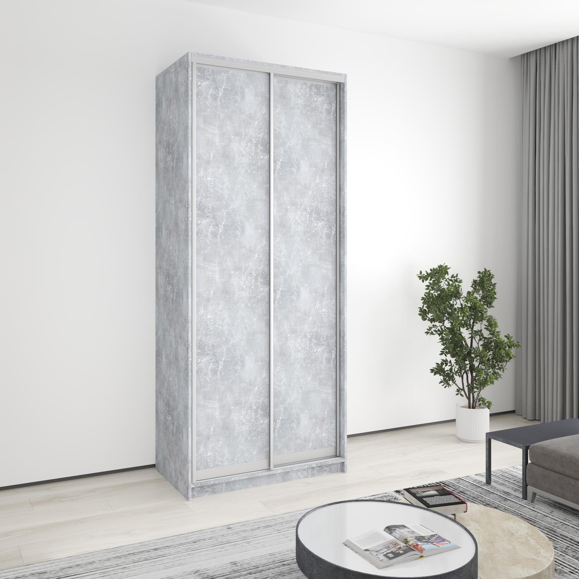 Шкаф-купе двухдверный MebelStar Стандарт AL 2 ДСП 100x45x240 см Бетон (MBS-3573)