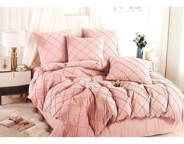 Комплект постельного белья Koloco полуторный фланель/хлопок 06-205-1 Светло-розовый (DR010345)