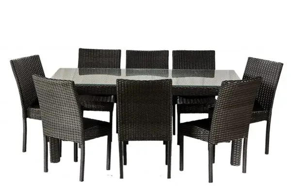 Комплект садових меблів Каліфорнія Максі зі штучного ротанга стіл/8 стільців Чорний (CNT00008775)