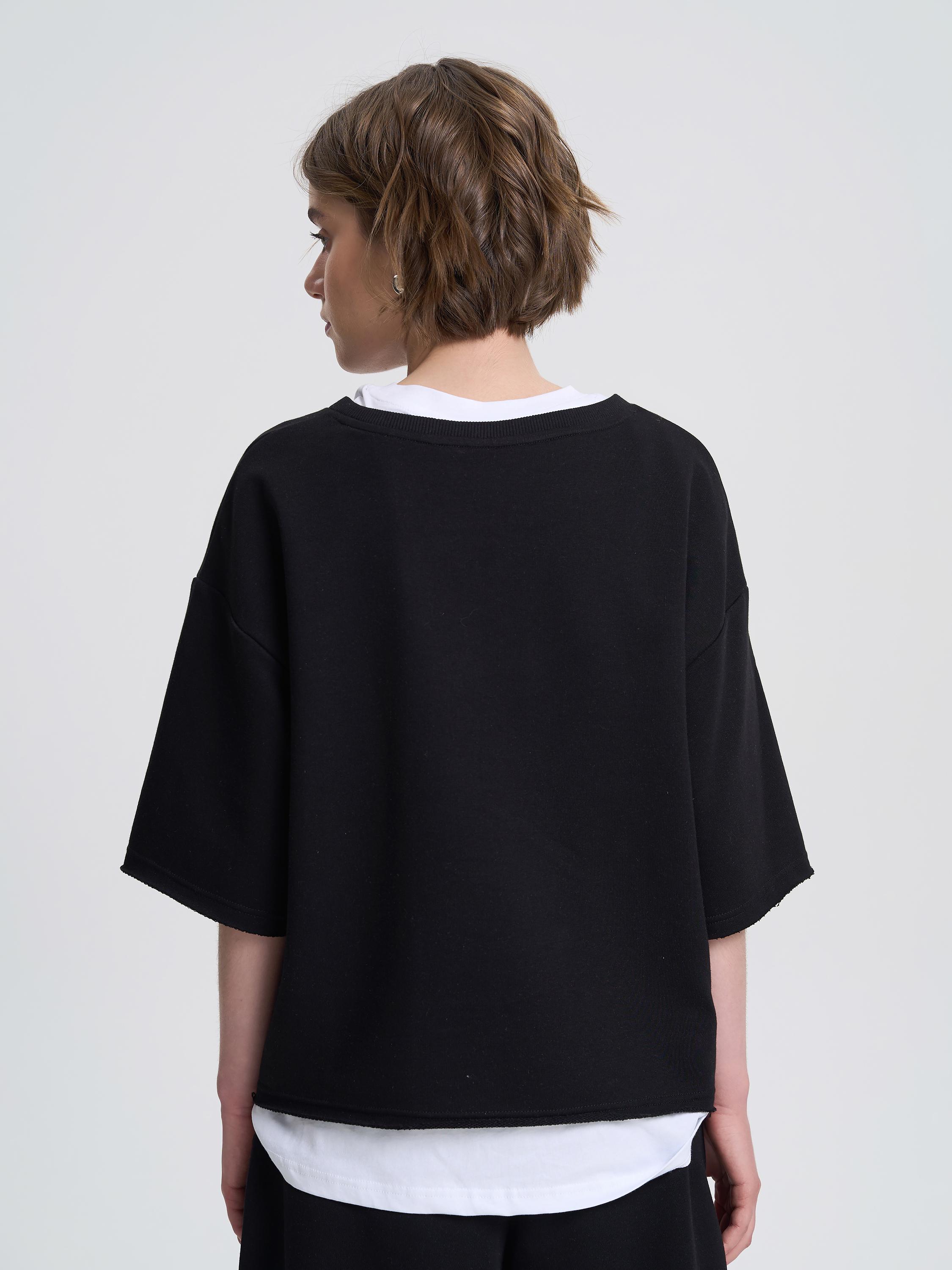 Футболка жіноча щільна з необробленим краєм ROZA 240607 XL Чорний (4824005717666) - фото 3