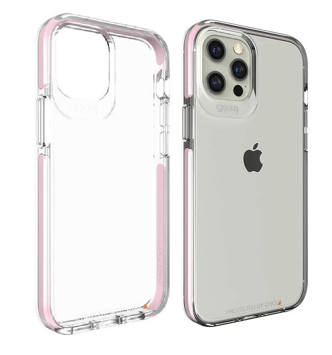 Противоударный прозрачный чехол Gear4 Piccadilly D3O для Iphone 12/12 Pro (6.1") Pink + Transparent - фото 1