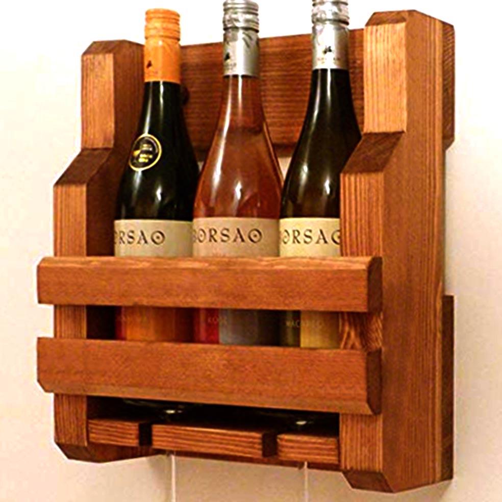 Полка для вина настенная из дерева Каноя Охра (ПНК-018504)