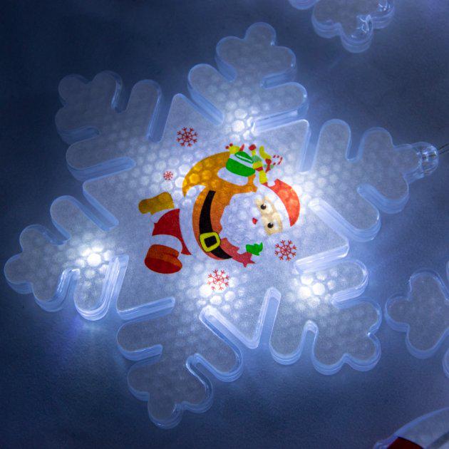 Гирлянда Xmas 3D Снеговики и снежинки 3x0,70 м 95 LED Белый (f2d824ed) - фото 2