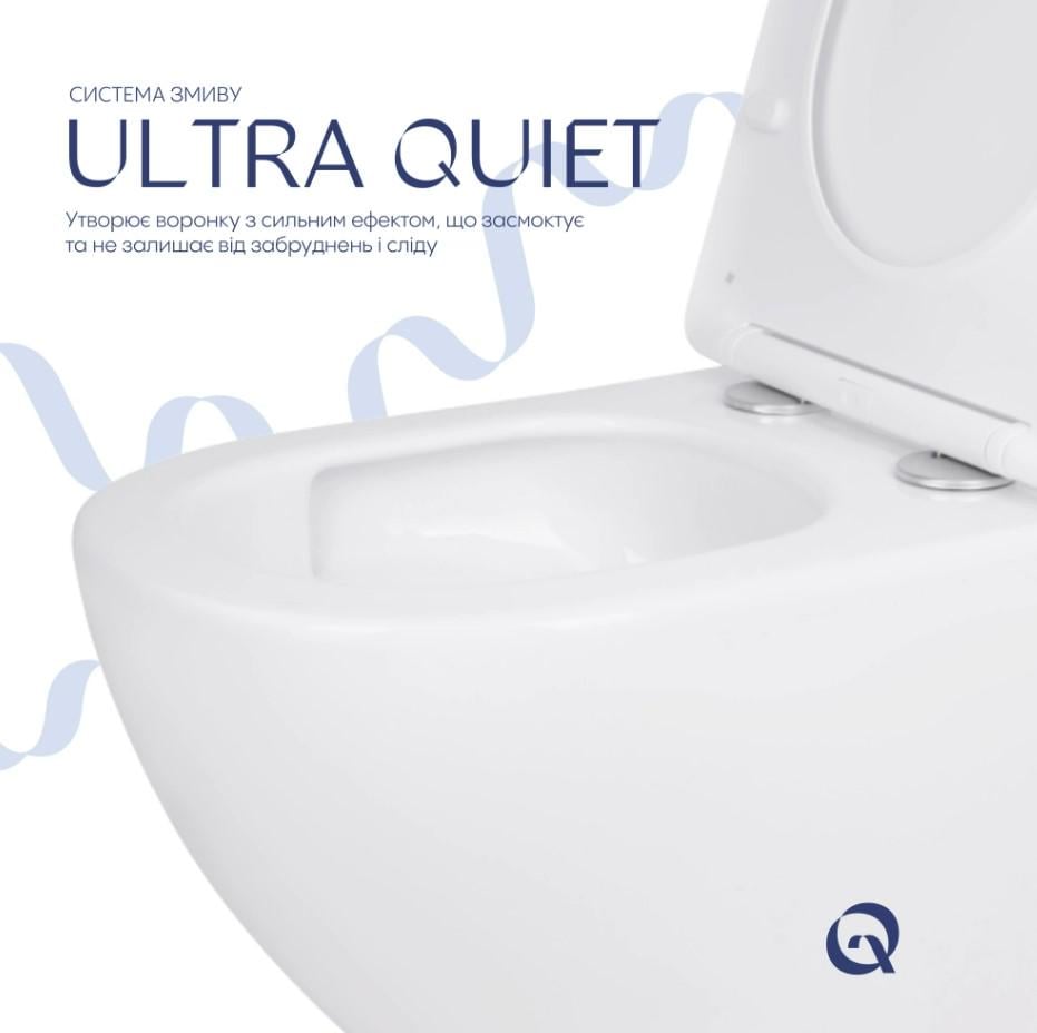 Унітаз підвісний Qtap Jay Ultra Quiet з сидінням Slim Duroplast/Soft-close/Release White (QT07335175W) - фото 7