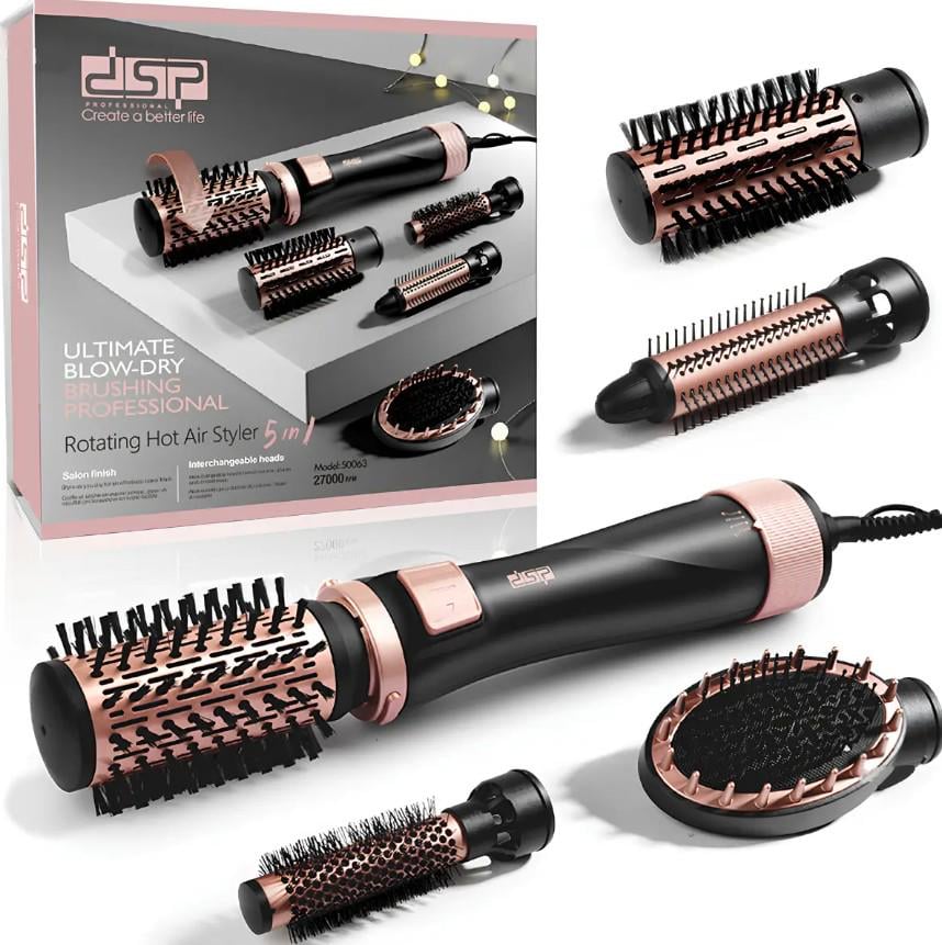 Фен-щітка для волосся DSP 50063A 5в1 з обертовими насадками 1000 Вт (50063A) - фото 3 Фен-щітка для волосся DSP 50063A 5в1 з обертовими насадками 1000 Вт (50063A) - фото 3