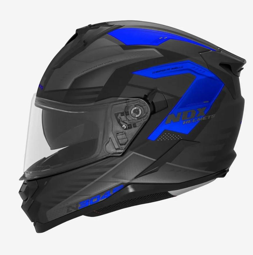 Мотошлем NOX N304S Carver L Matt Black/Blue (38849)