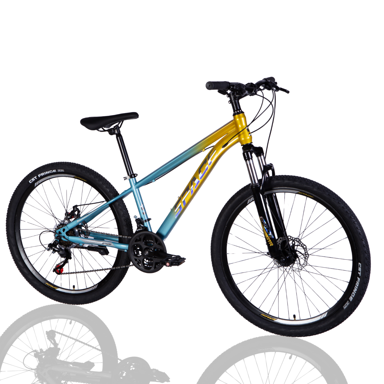 Велосипед подростковый ST 26" SPACE MARS DD FR рама-13" 2025 Золотисто-голубой