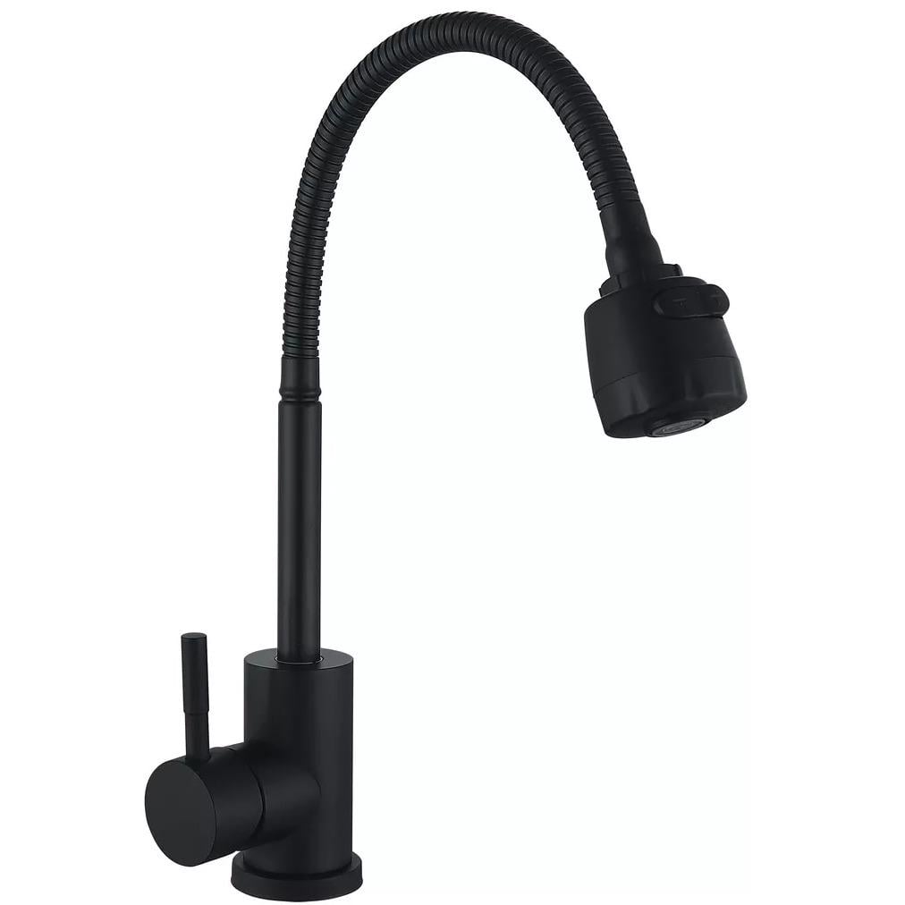 Смеситель для кухни Wezer EKO4D-01-BLACK с гибким изливом Черный (155168)