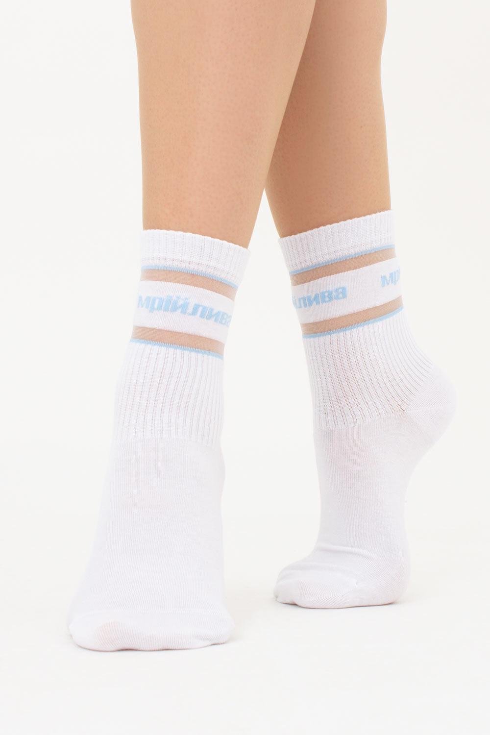 Шкарпетки жіночі бавовняні з літерним принтом Giulia WS3 CRISTAL STRONG 004 р. 36/40 Multicolor/White/baby blue (30668153)