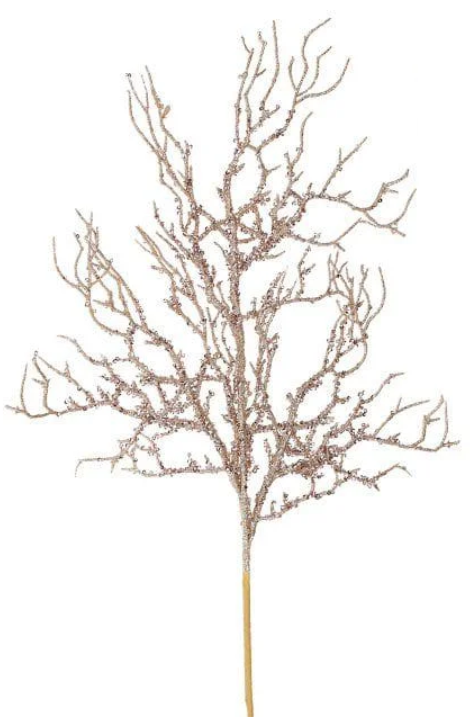 Веточка новогодняя Flora 60 см Шампань (13161)