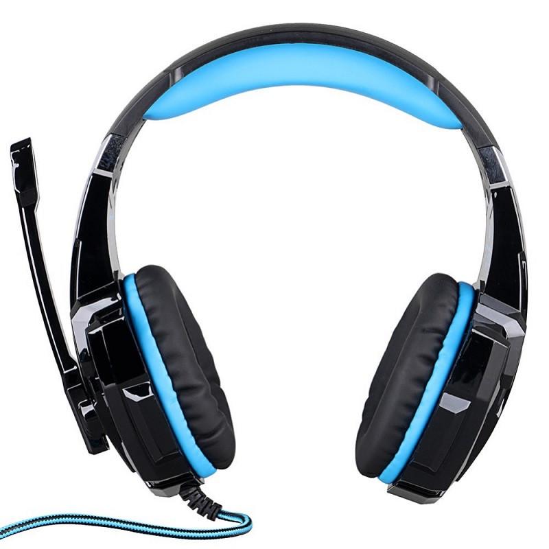 Наушники KOTION EACH Gaming with LED G9000 Aux USB Black/Blue - фото 5