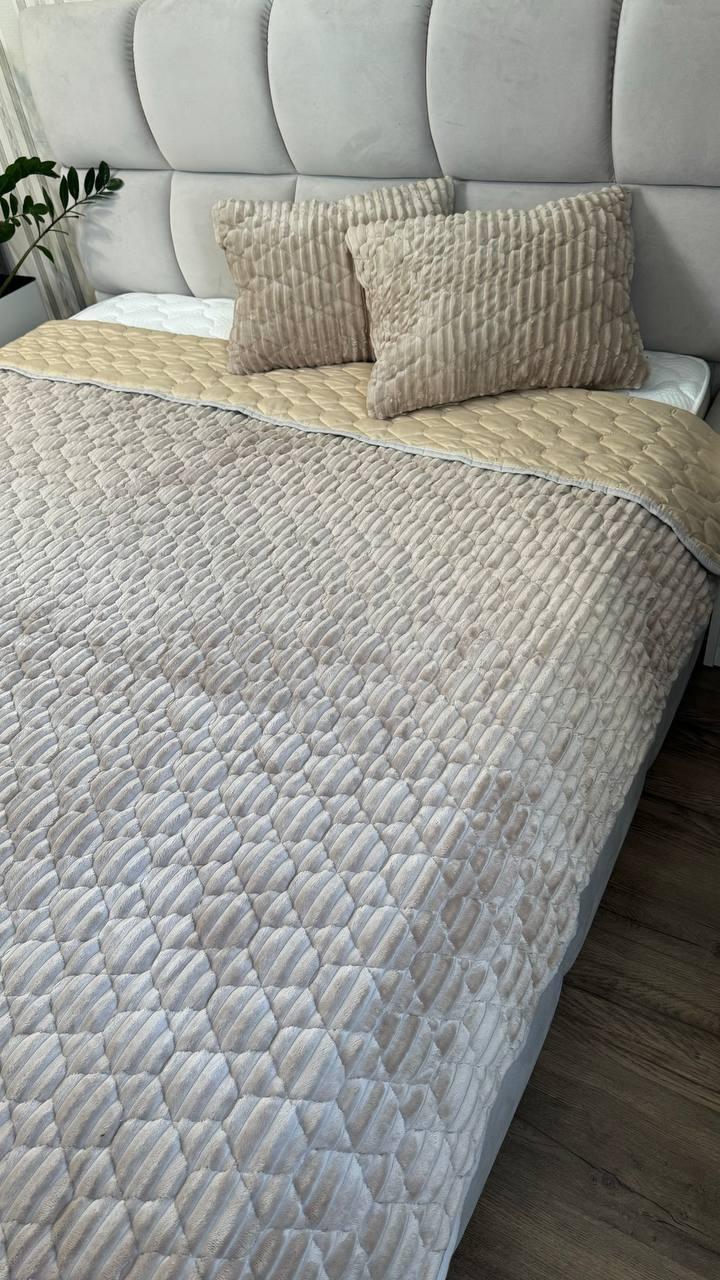 Покрывало стеганое двухстороннее евро 210х230 см/подушки 40х60 см 2 шт. Бежевый (П4К-cap-podush-0010) - фото 6 Покрывало стеганое двухстороннее евро 210х230 см/подушки 40х60 см 2 шт. Бежевый (П4К-cap-podush-0010) - фото 6