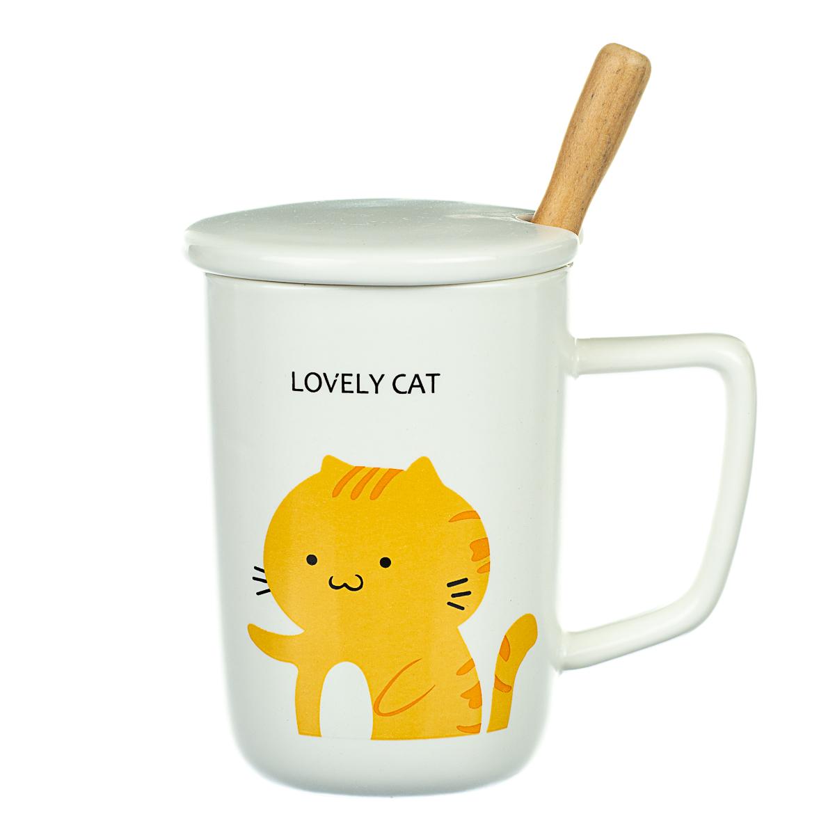 Кружка керамическая с крышкой Elisey Пушистый любимец3 350 мл (8424-006)