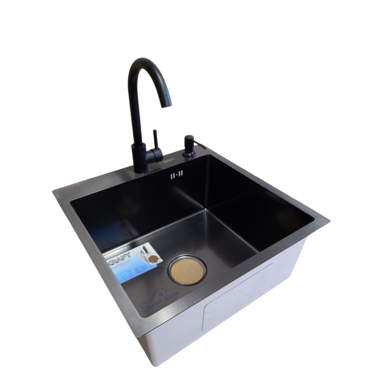 Комплект кухонной/мойка Kraft Handmade nano decor PVD 3,0/1,0 мм 50х50 см Black (2506101993)