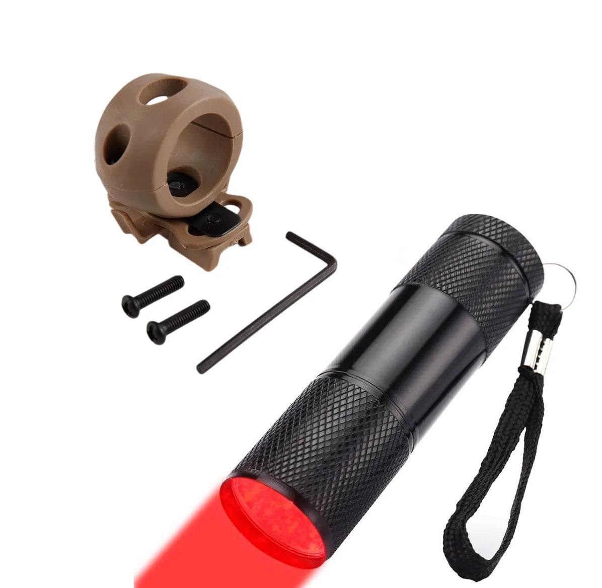 Фонарь военный ClefersTac R87H с креплением на рельсу шлема и красным светом (51411193)