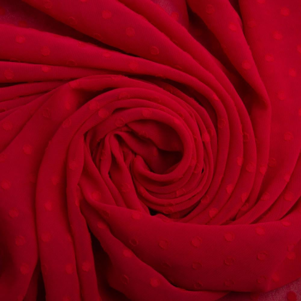 Ткань плательная шифон жаккард червона