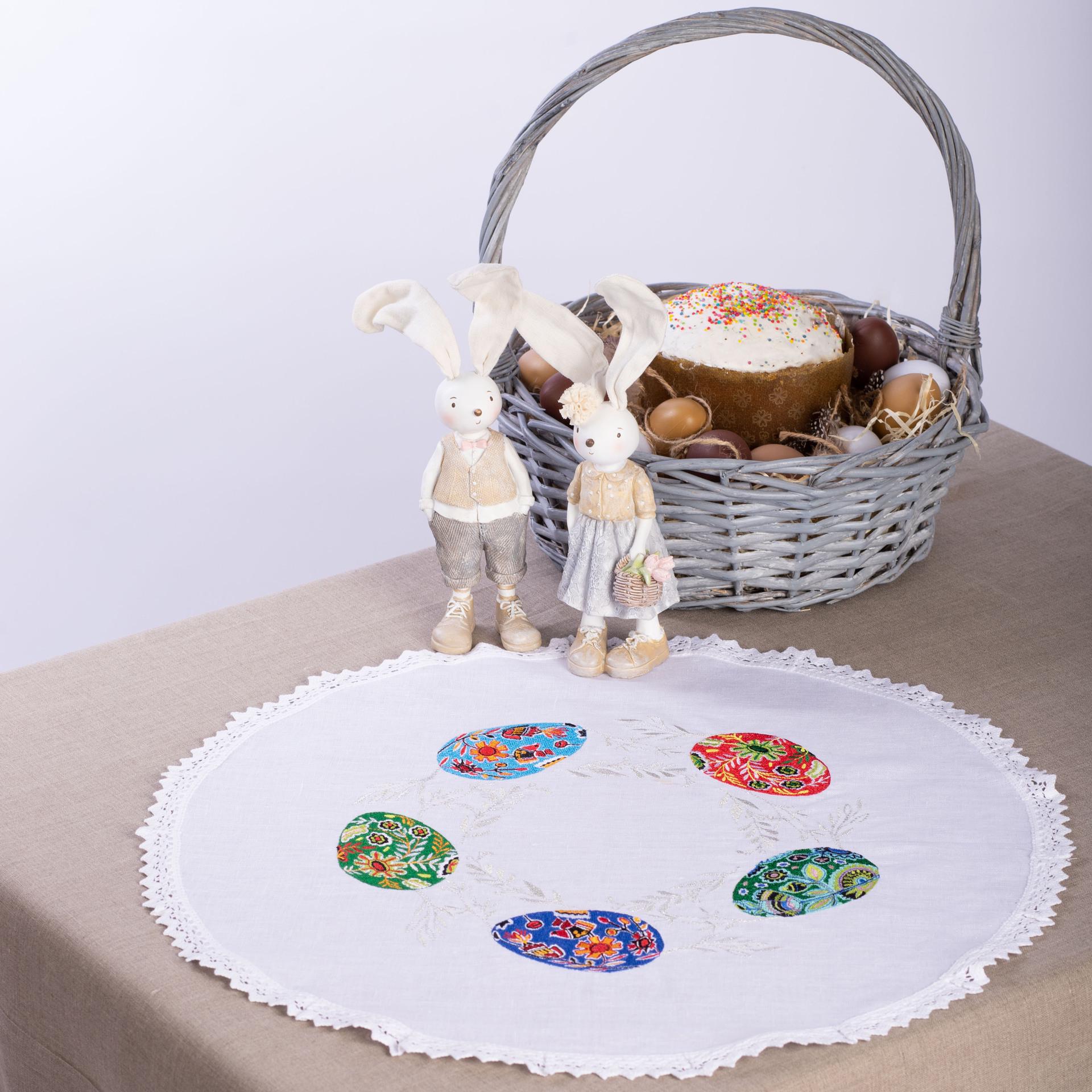 Серветка великодня Писанки Едельвіка 50 см Білий (440-19/00)
