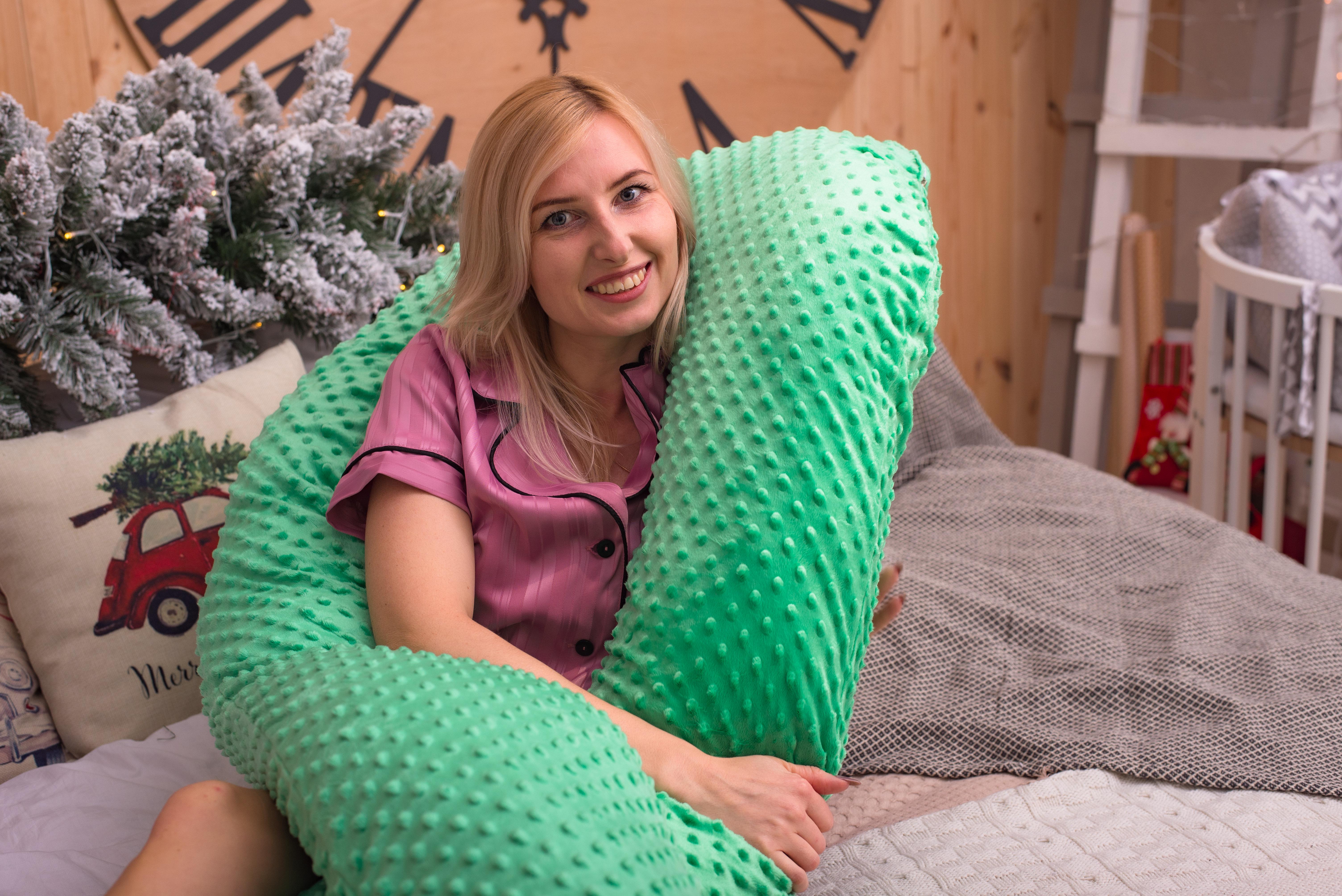 Подушка для вагітних Підкова зі змінною наволочкою плюш 160х75 см Зелений - фото 2