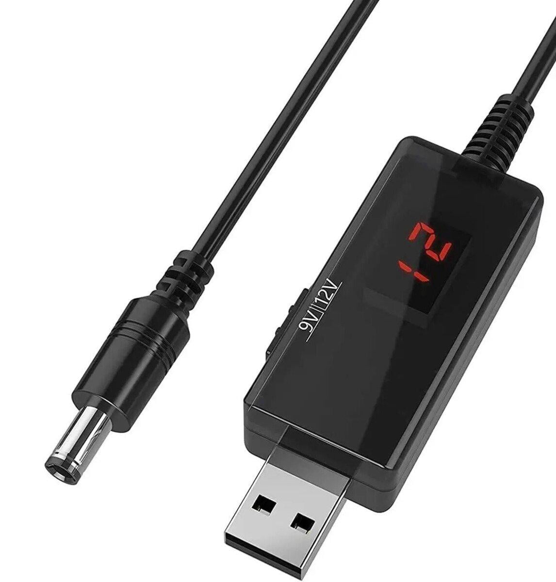 Кабель преобразователь USB DC 5V to 9V/12V USB-A/DC Черный (USBDC59512)