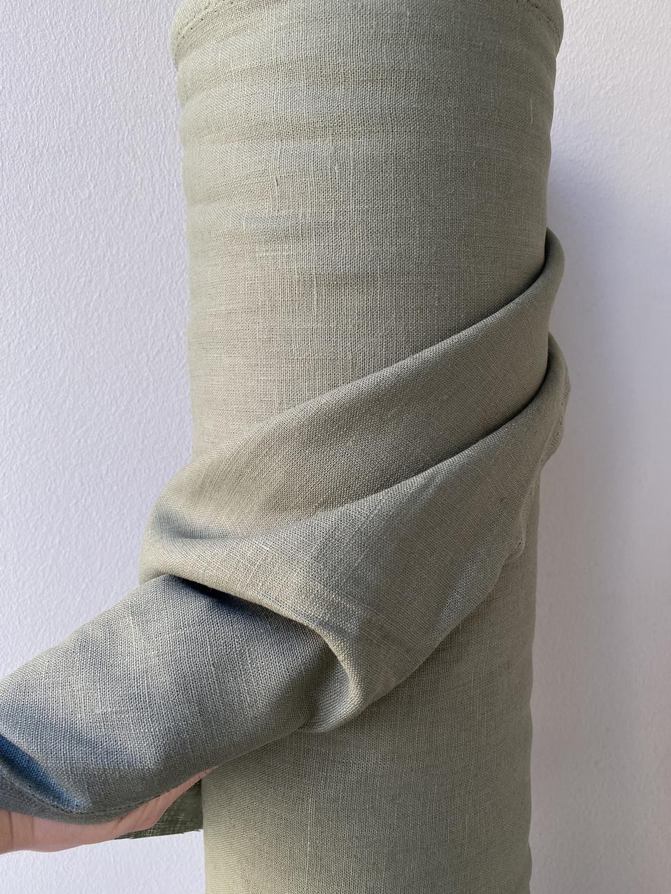 Ткань скатертная LINEN PLUS льняная 143 см 594 Хаки - фото 3