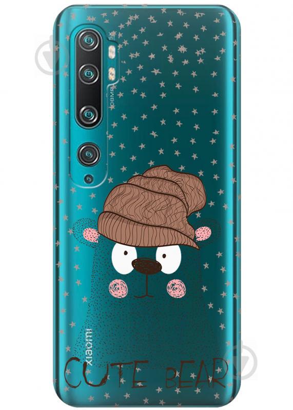 Прозрачный силиконовый чехол iSwag для Xiaomi Mi Note 10 Pro с рисунком - Медведь (H306)