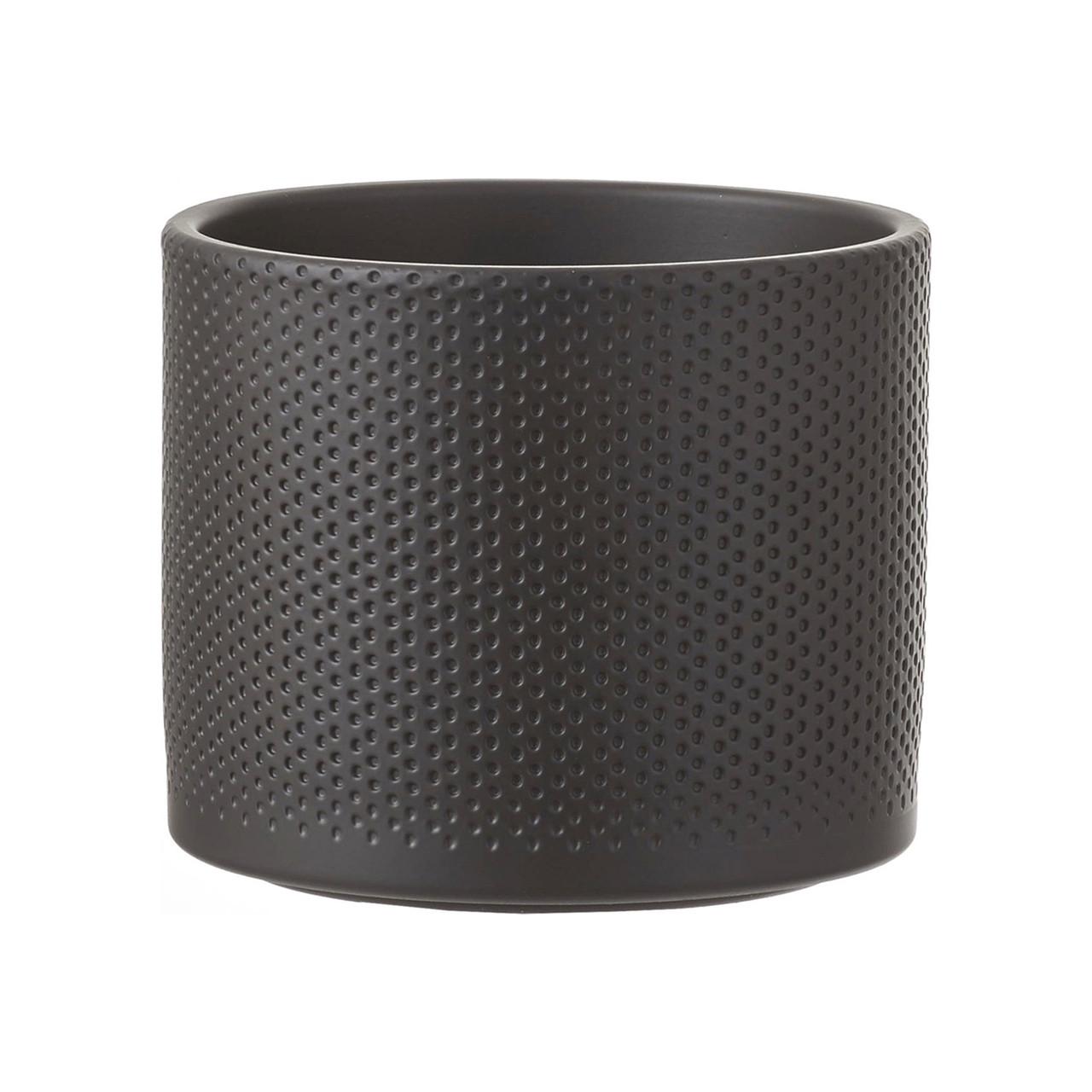 Кашпо Edelman Era pot round рельефный 17,5х14,5 см Черный матовый (A-025786)