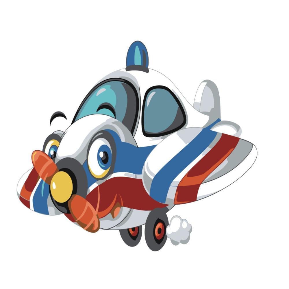 Картина по номерам Strateg Премиум Полицейский самолет с лаком 30х30 см (ES096)