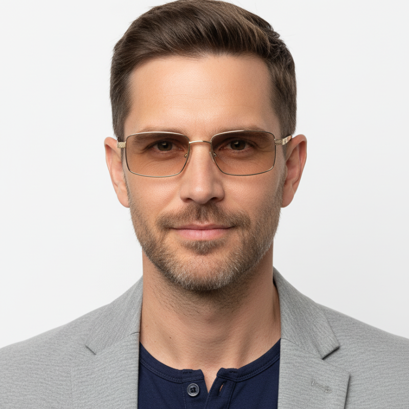 Окуляри чоловічі фотохромні/скляні лінзи М1 -2.0 Золотий (129)