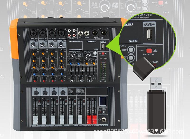 Мікшерний пульт активний з підсилювачем 2х500 Вт 4 канальний 99 DSP USB Bluetooth (0003) - фото 2 Мікшерний пульт активний з підсилювачем 2х500 Вт 4 канальний 99 DSP USB Bluetooth (0003) - фото 2