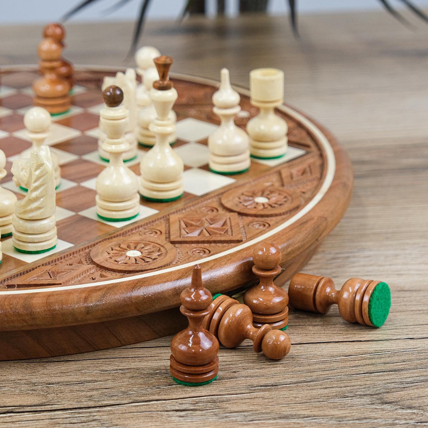 Шахи дерев'яні круглі Елегантні вишня 350х350 мм (СН 100-2) - фото 3 Шахи дерев'яні круглі Елегантні вишня 350х350 мм (СН 100-2) - фото 3