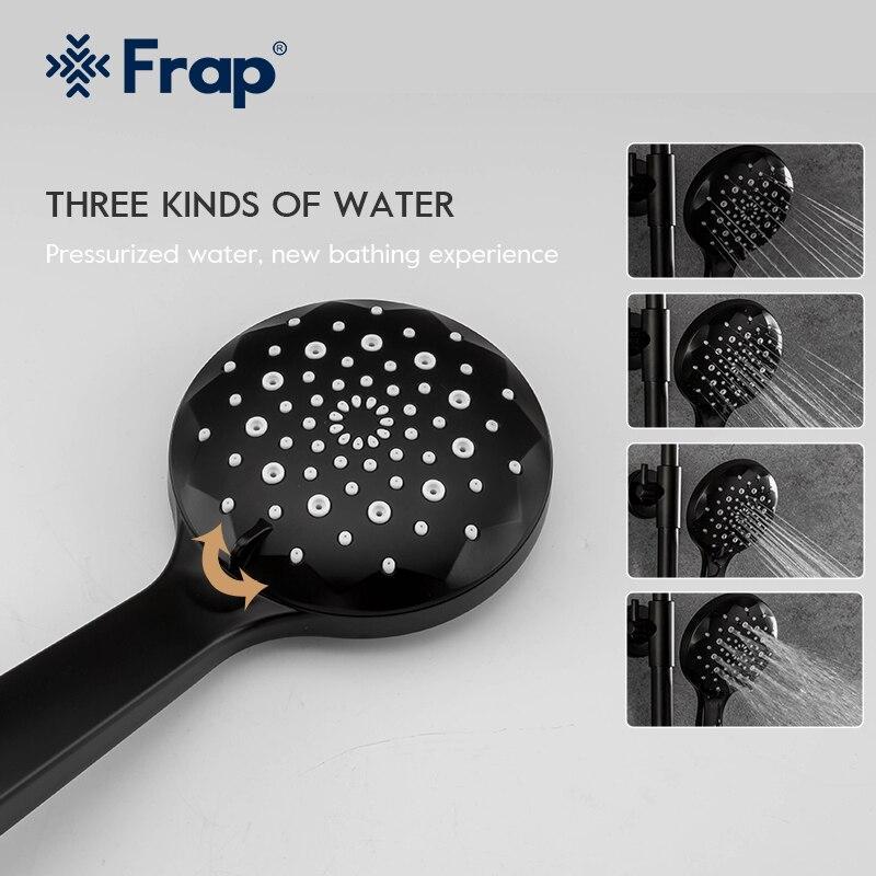 Душевая система Frap H49 F2449-6 поворотный излив-переключатель на лейку 3 режима Черный/Хром - фото 6