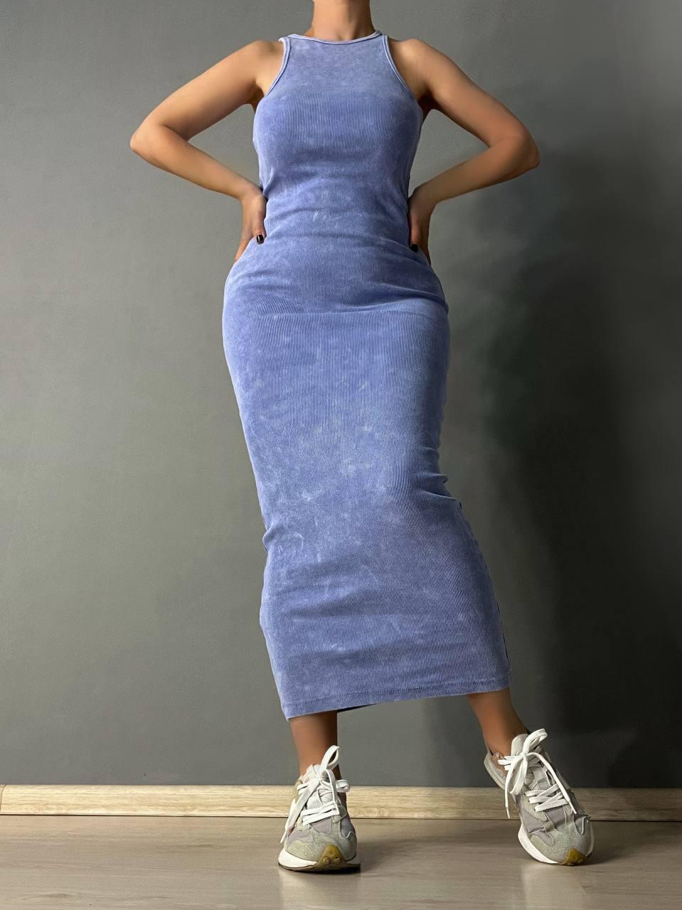 Платье женское MMC 240030 длинное в рубчик OS Голубой (26938707) Платье женское MMC 240030 длинное в рубчик OS Голубой (26938707)