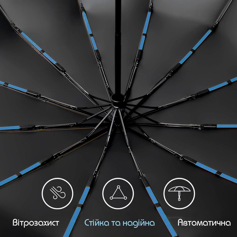 Парасолька автоматична двошарова від дощу і сонця LOSSO Elite 105 см Синій ( 526301979) - фото 2