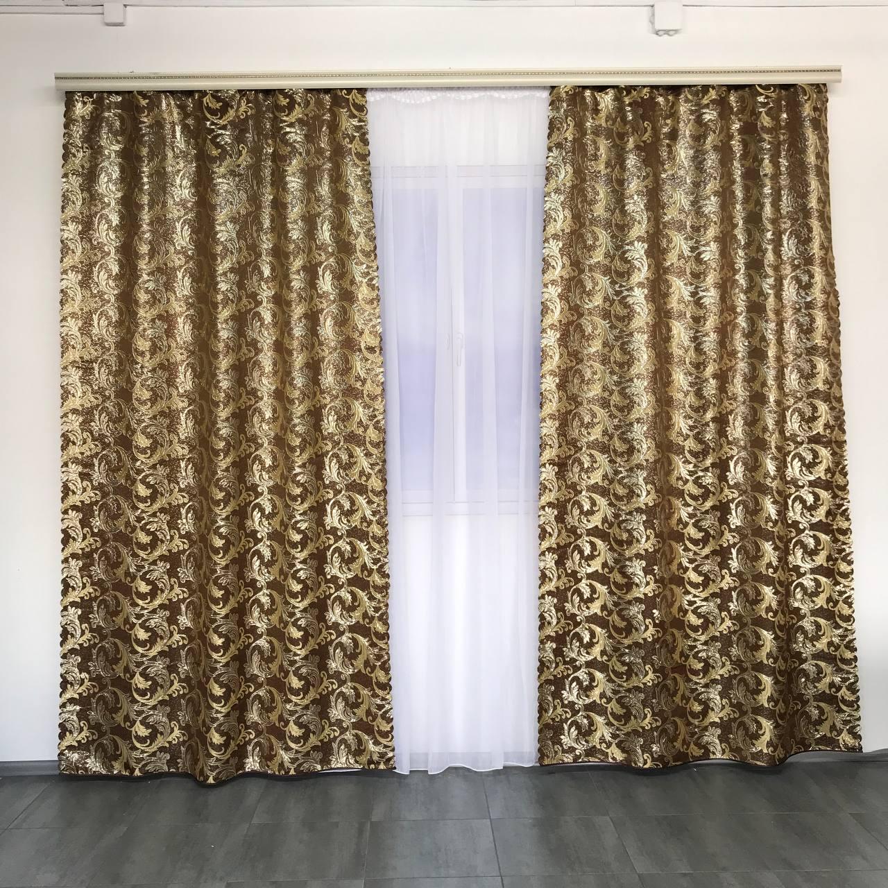 Комплект готовых штор с люрексом ALBO 150x270 см 2 шт. Шоколадный (SH-D26-12)