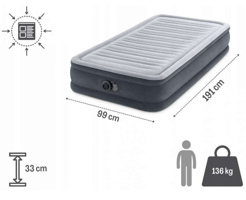 Матрас надувной Intex односпальный с насосом 99х191х33 см (67766) - фото 5 Матрас надувной Intex односпальный с насосом 99х191х33 см (67766) - фото 5