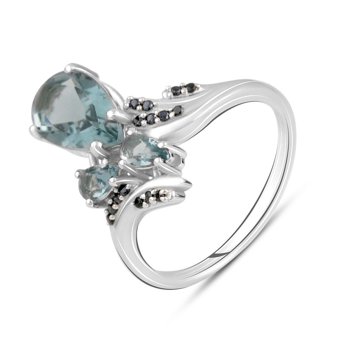 Кольцо серебряное с топазом Лондон Блю 1,837 ct 3,11 г р. 17 (2127345)