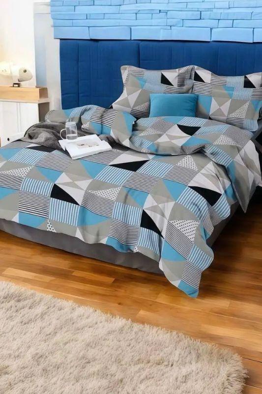 Комплект постільної білизни Носи своє євро з поліестеру 200х220 см Темно-блакитний (23678)