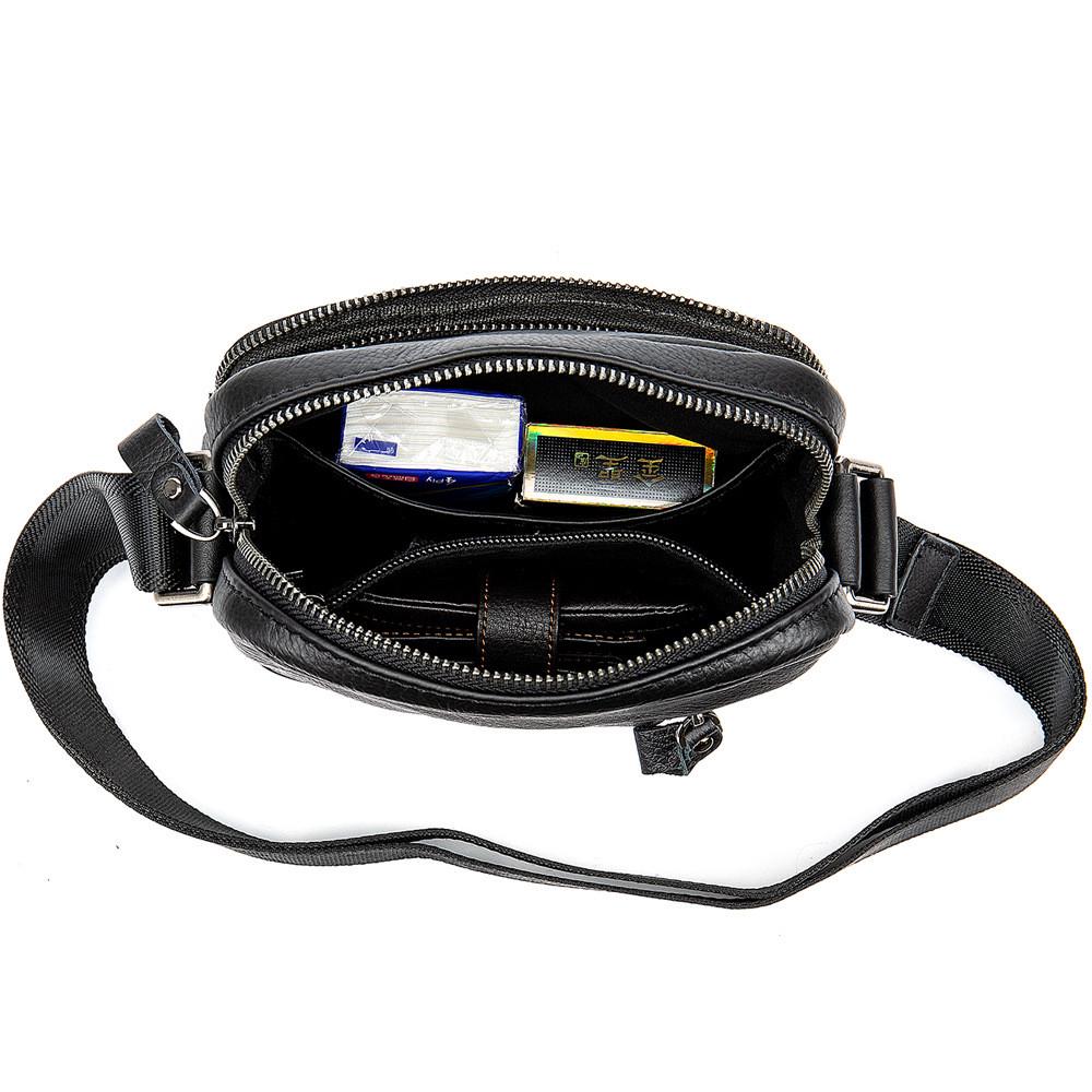 Чоловіча сумка через плече Lorian з натуральної шкіри з регульованим плечовим ременем Чорний (LR 257556-black) - фото 4 Чоловіча сумка через плече Lorian з натуральної шкіри з регульованим плечовим ременем Чорний (LR 257556-black) - фото 4