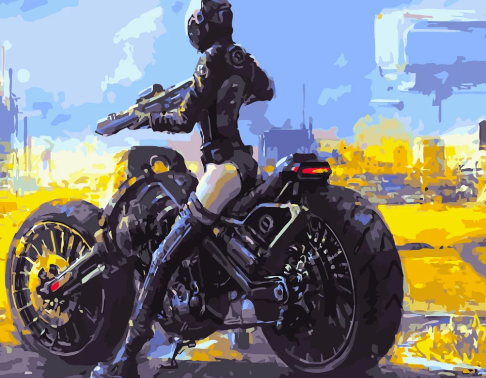 Картина по номерам Strateg Безумная байкерша 40x50 см (GS389)