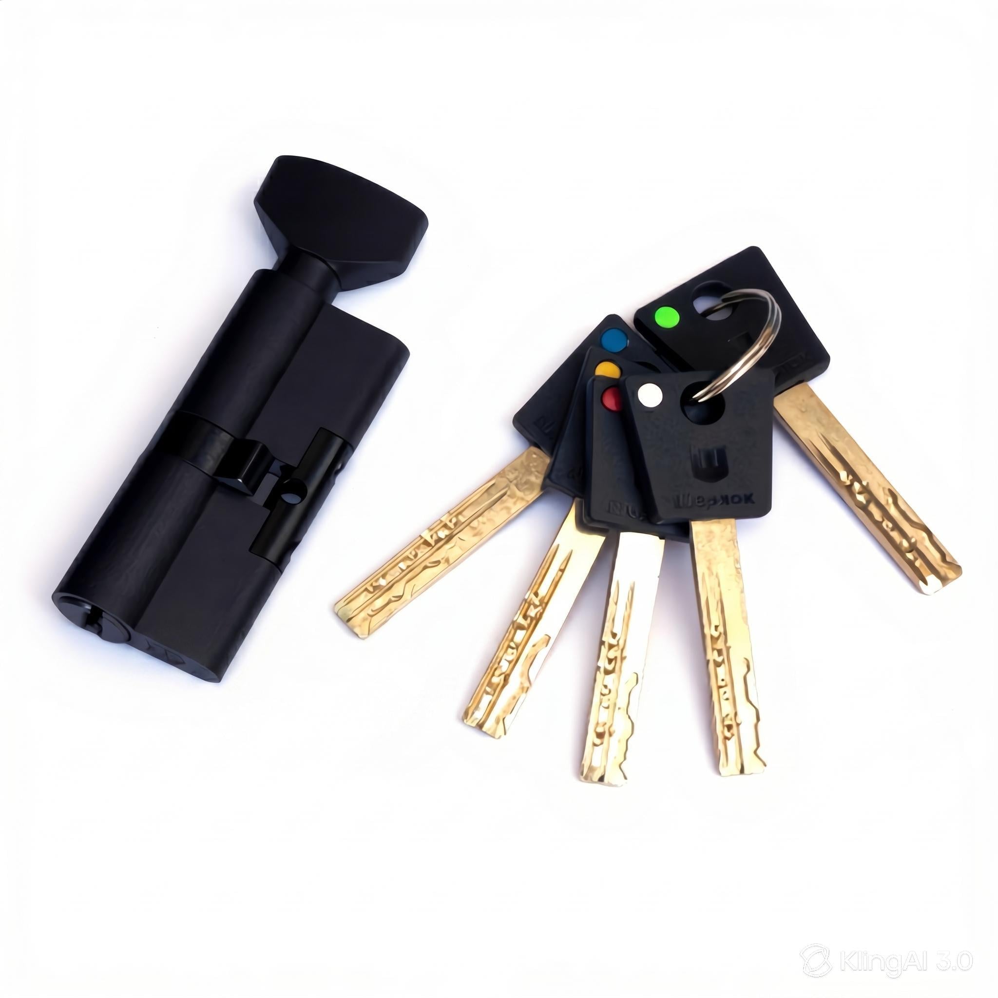 Цилиндр для замка Шерлок НК 80 мм 40х40-Т-BLACK ключ/поворотник профильный ключ Черный (EP-CZ-0784)