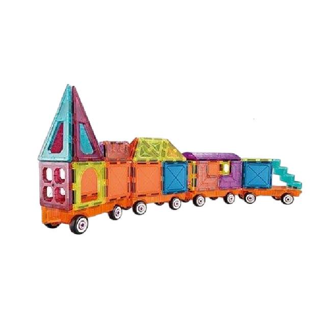 Конструктор магнітний Magnetic Tiles 44 деталі/платформи з колесами/інструкція Multicolor (155996)