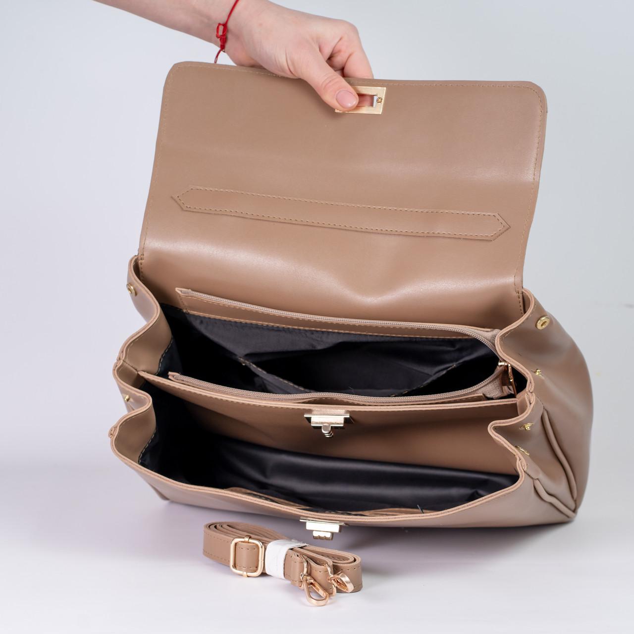 Сумка женская почтальона из экокожи XENIA № 67-24 Светло-коричневый - фото 4 Сумка женская почтальона из экокожи XENIA № 67-24 Светло-коричневый - фото 4