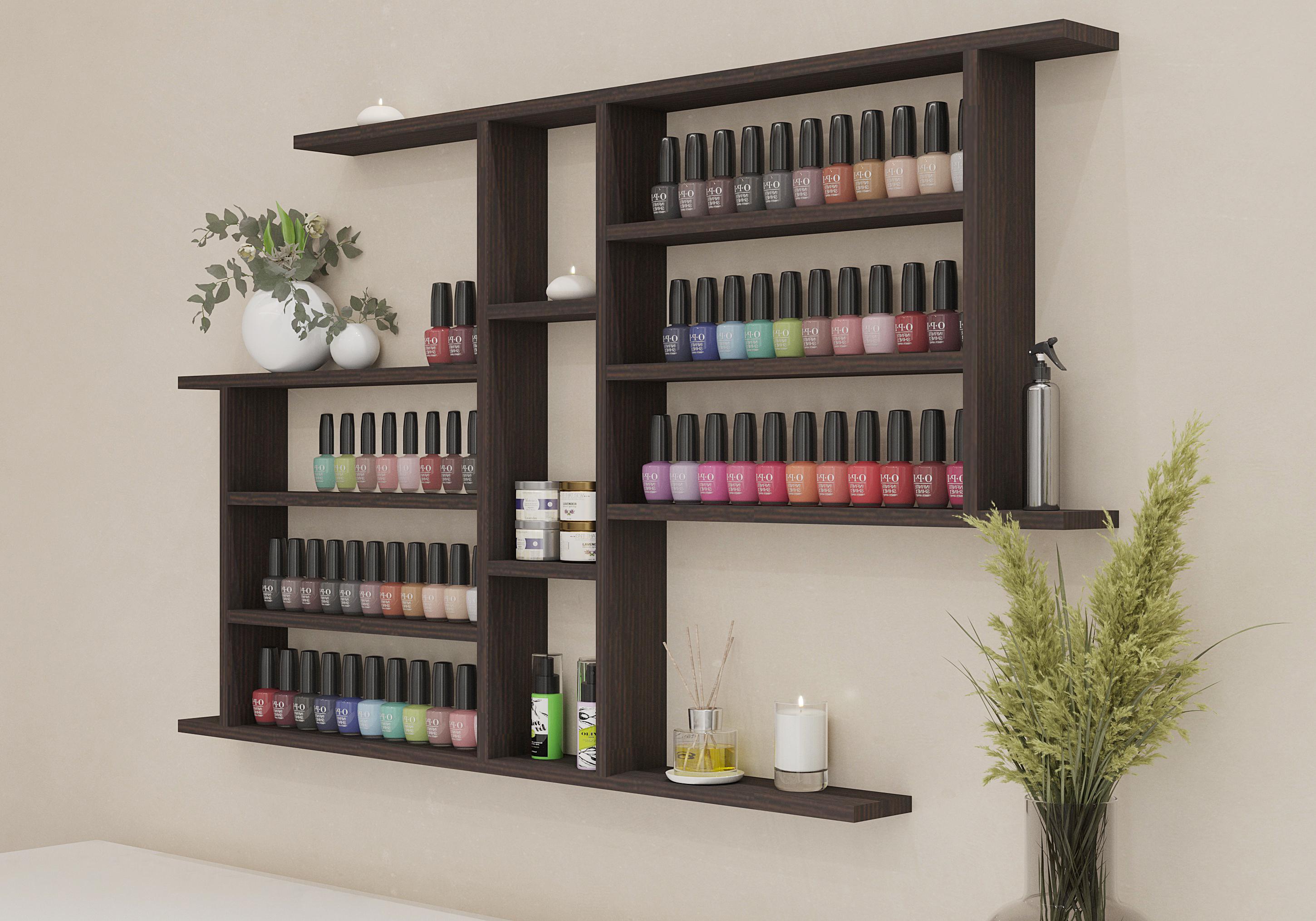 Полиця вузька навісна для гель-лаків Венге темний - фото 1 Полиця вузька навісна для гель-лаків Венге темний - фото 1