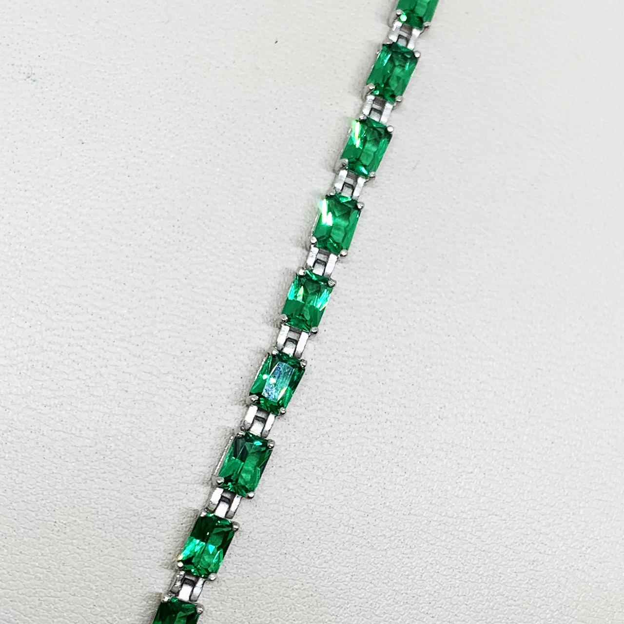 Браслет серебряный с nano изумрудом р. 18 11,02 г