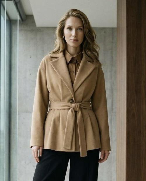 Женское пальто приталенное Seventeen L-XL Охра