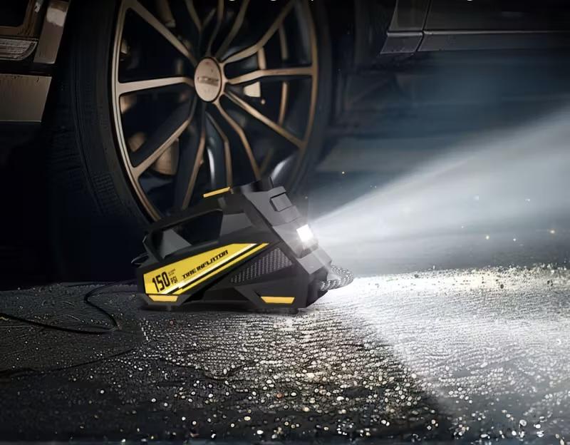 Автомобильный компрессор для закачки шин с фонариком 12 В (av001) - фото 2